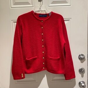 Karen Scott Red 100% Wool Long Sleeve Sweater XL (fits closer to Large) Cozy